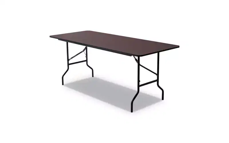 Iceberg OfficeWorks Classic Wood-Laminate Folding Table, Curved Legs, Rectangular, 72 x 30 x 29, Walnut