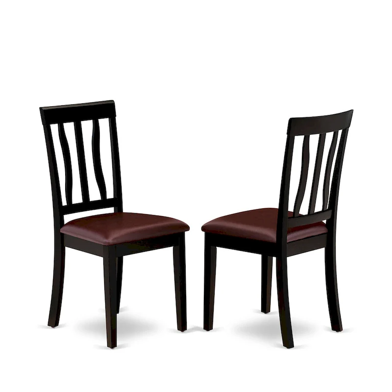 7-Piece Round Kitchen Dining Table Set with 6 Chairs - Black & Cherry