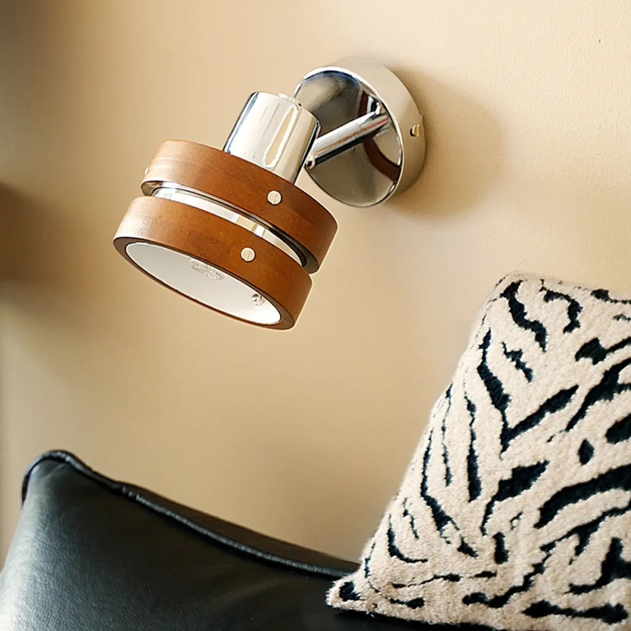 Contemporary Simplicity Walnut Chrome Wall Sconce