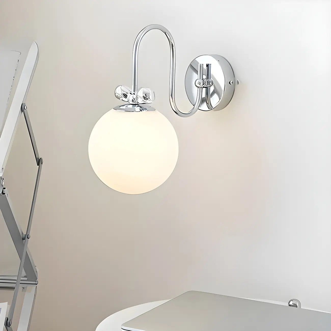 Globe LED Wall Light with Chrome Finish for Bedroom