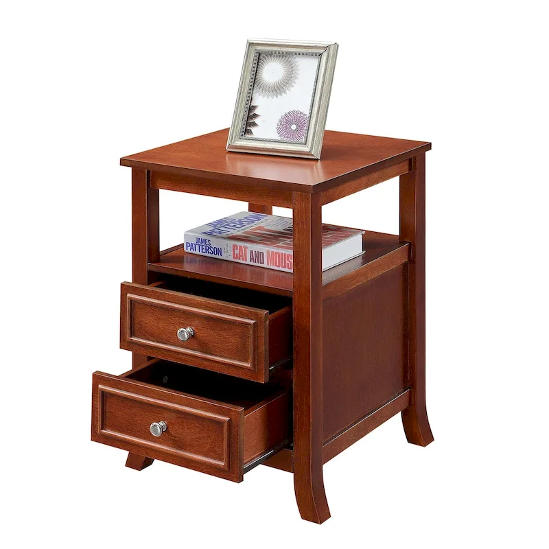 Convenience Concepts Melbourne 2 Drawer End Table with Shelf