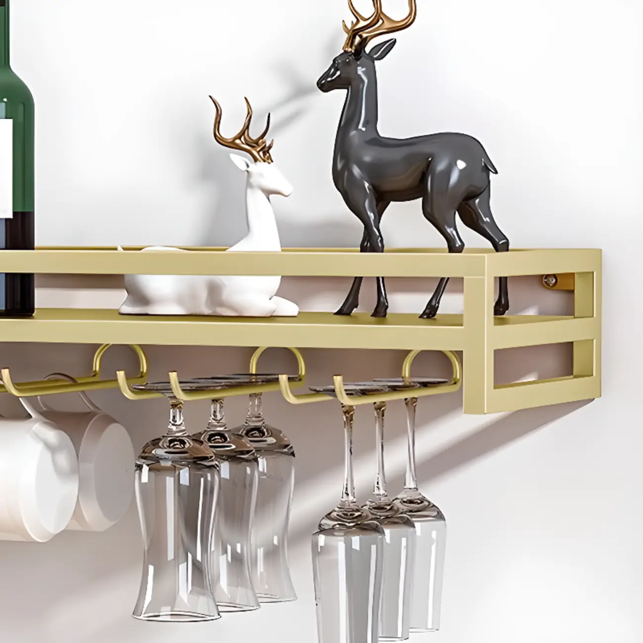 Simple Rectangle Black Wall Mounted Metal Wine Rack