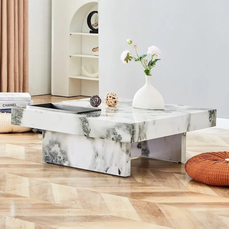 Coffee Table,Imitation Marble Pattern,Made Of Mdf Material,The Fusion Of Elegance And Natural Fashion