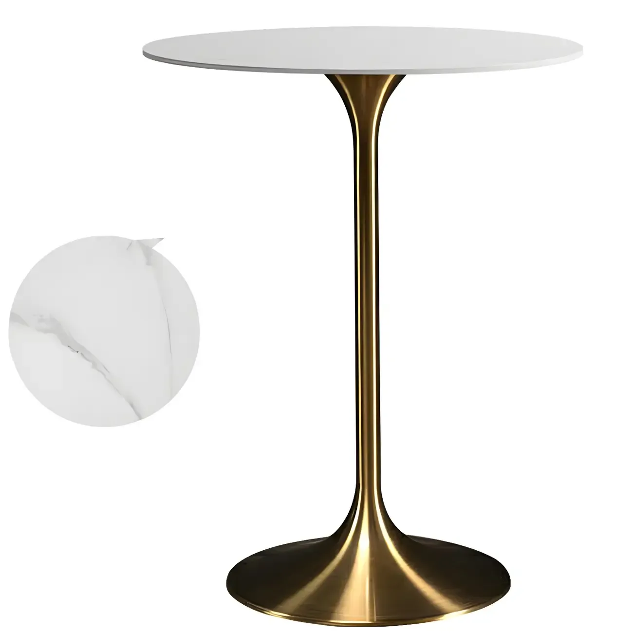 Round Glam Brown Gold Metal Tulip Base Bar Tables