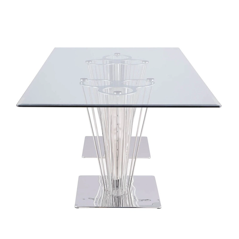 Somette Fiona Rectangular Dining Table with Double Pedestal Base - Silver