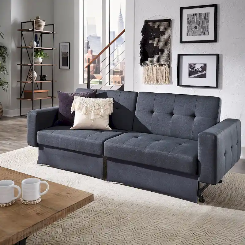 Palatka Full 80   Wide Tufted Fabric Convertible Futon by iNSPIRE Q Classic