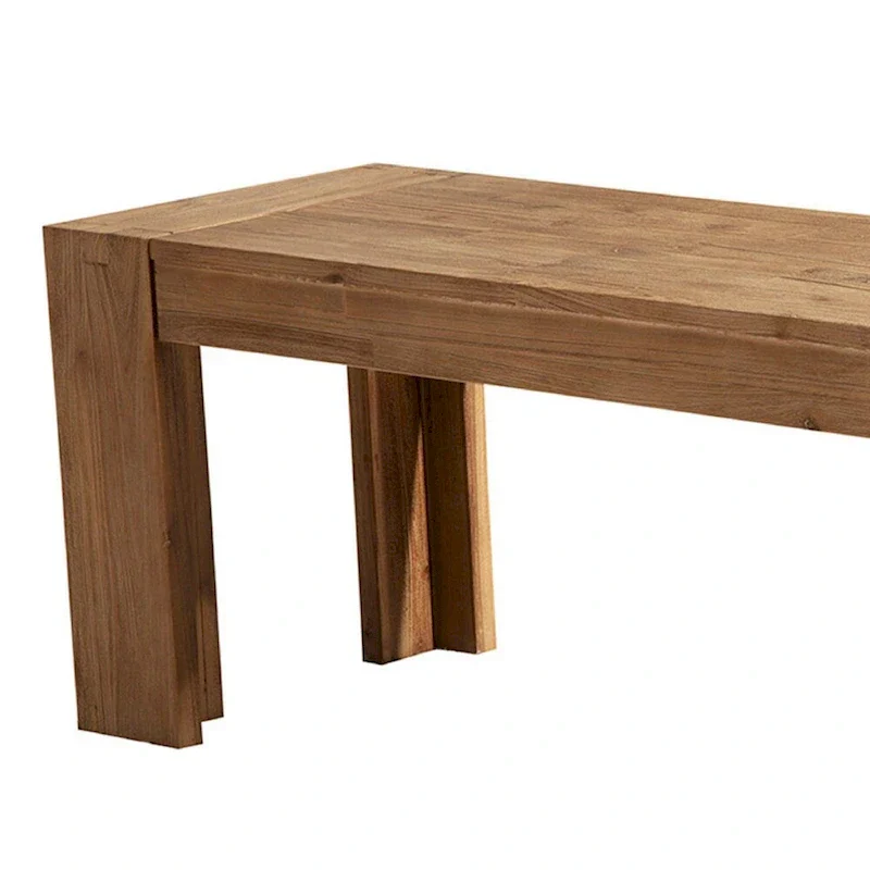 Solid Acacia Wood Bench with Bracket Legs, Brown - 18 H x 58 W x 16 L Inches