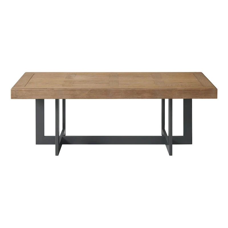 Eden 52 Wide Coffee Table with Metal Base, Rustic Dune