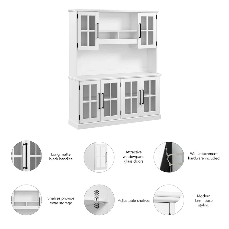 60W Sideboard Buffet Cabinet with Hutch by