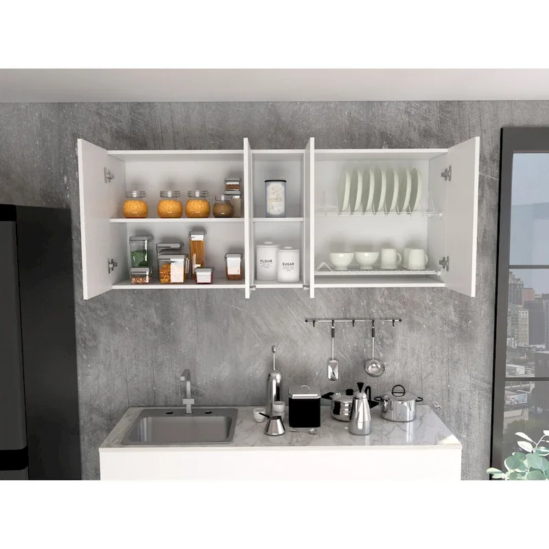 Wall Cabinet: Double-door design with a white finish—high-quality and durable.