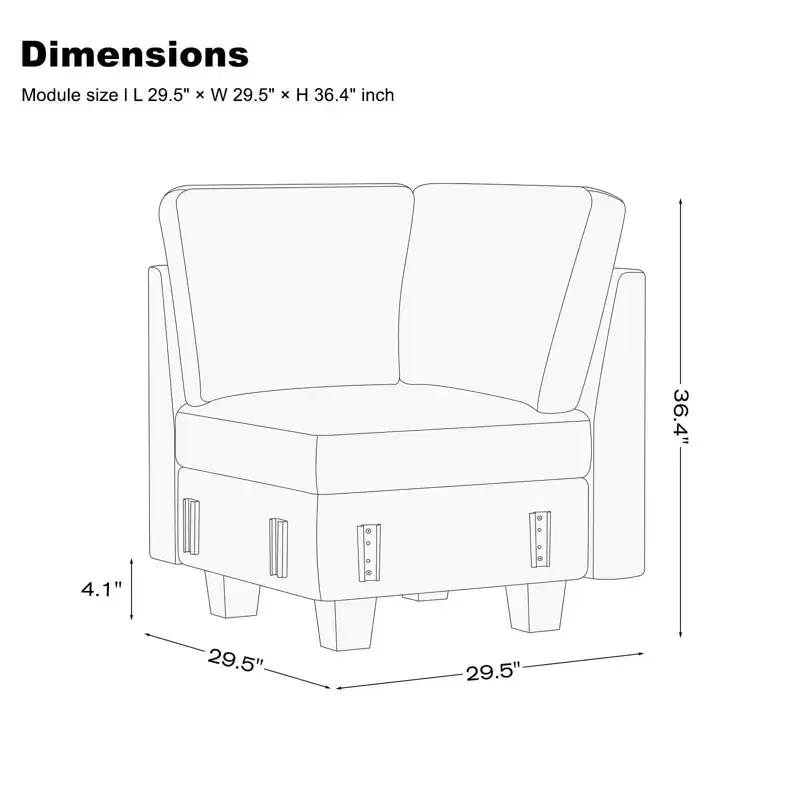 Belffin Chenille Corner Seat for Modular Couch. Sectional Sofa Module
