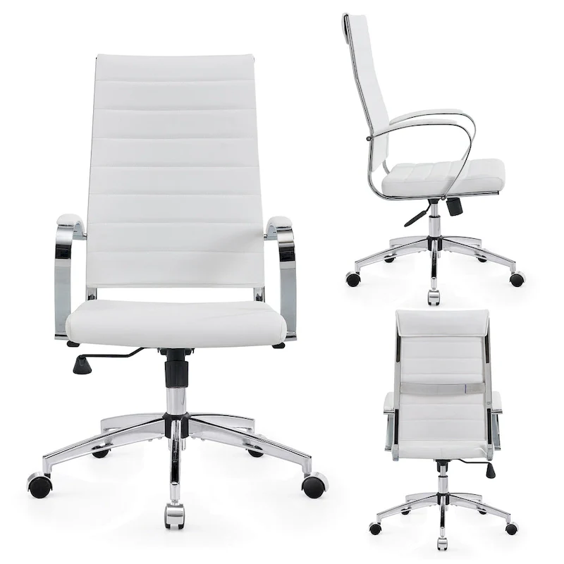 CAROCC Ribbed Computer Office Chair Adjustable Swivel High Back Desk Chair