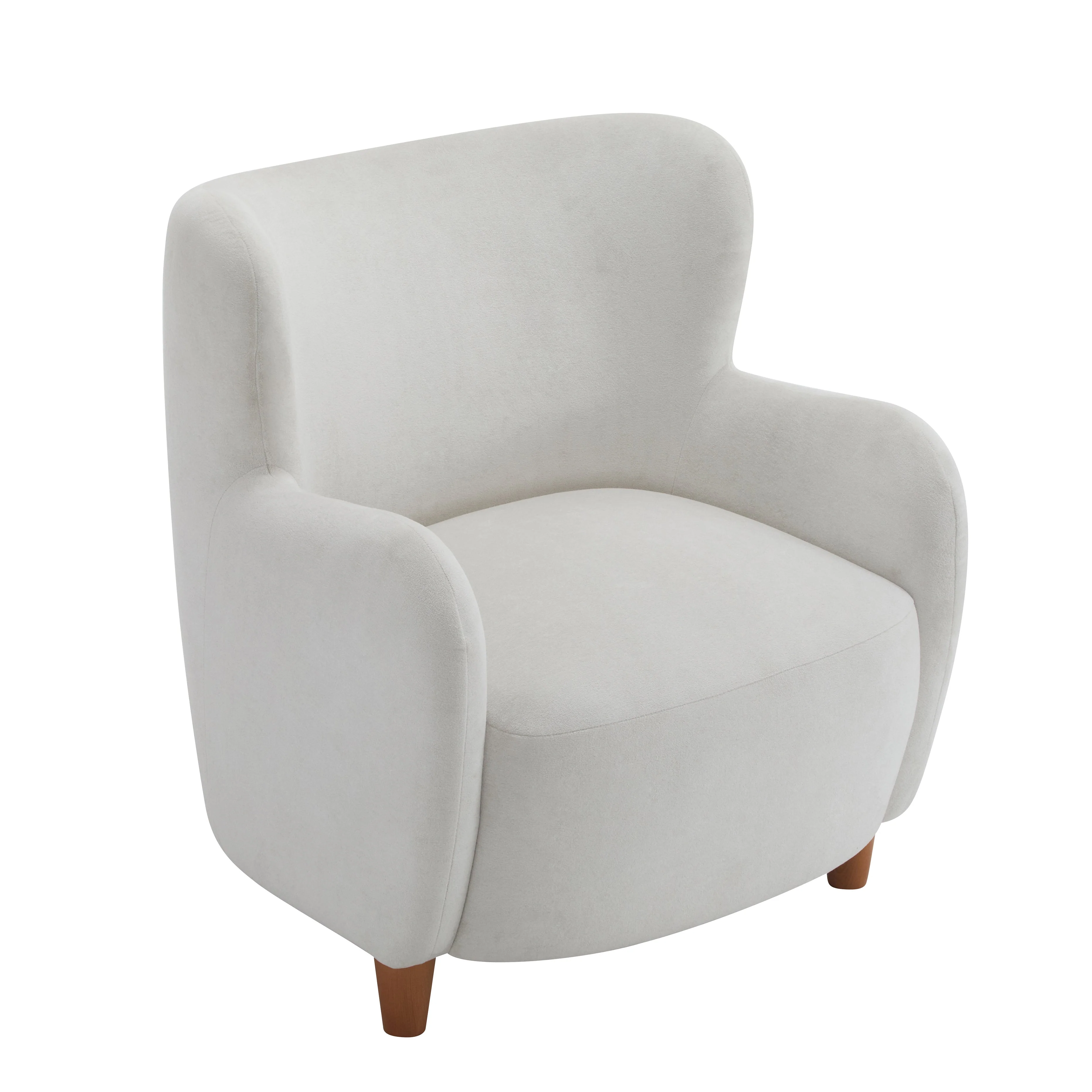 Luxury Modern Fabric Armchair with Round Arms & Tapered Legs