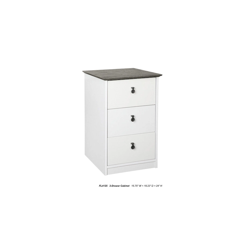 Saint Birch Finley Gray Oak Top and White Finish 3-Drawer Cabinet