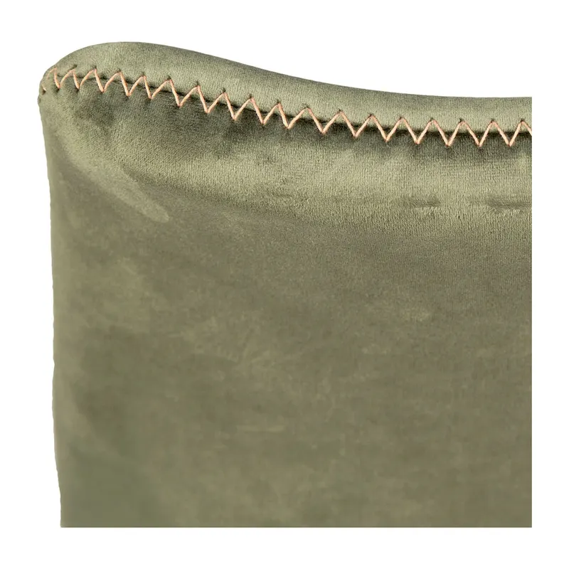 Velvet Upholstered Dining Side Chair Black Peg Legs, Olive Green