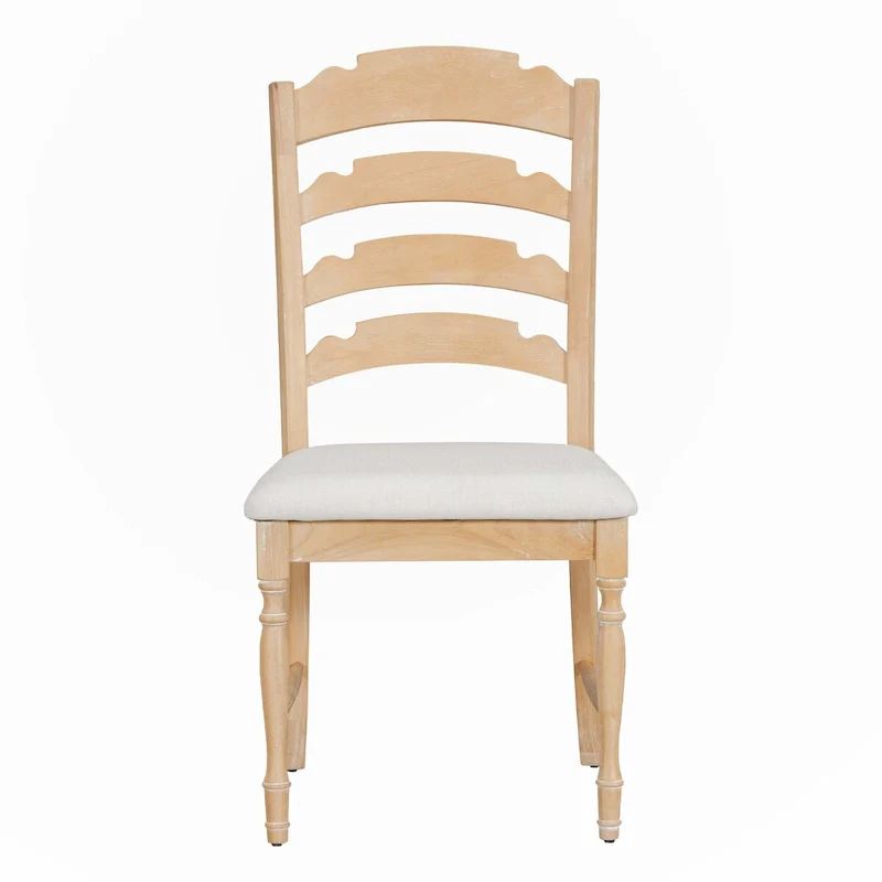 Vintage Traditional 4-Piece Upholstered Dining Chairs, Serrated Dining Backs,Cream