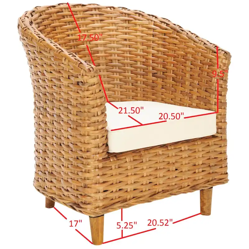 Rattan Barrel Chair with Cushion