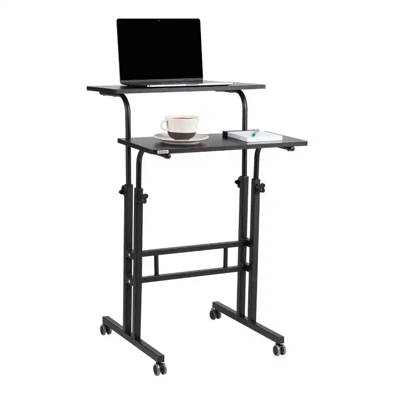 Mind Reader Adjustable Rolling Standing or Sitting Portable Desk Black