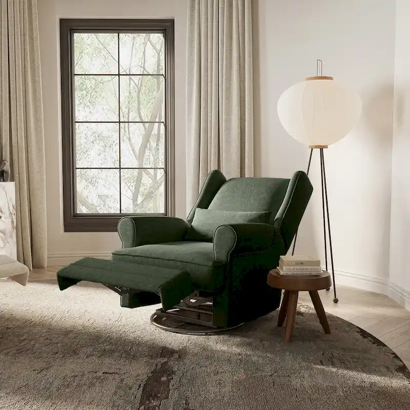 Swivel Recliner Chair with Extra Large Footrest, Grey