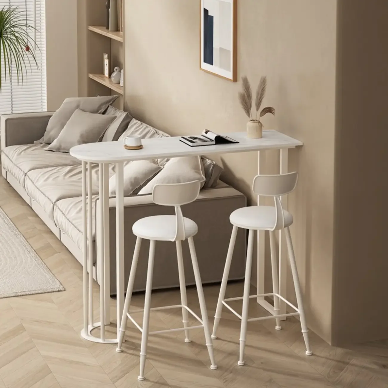 Modern Free Form White Stone Iron Base Bar Tables
