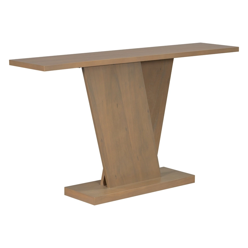 Christopher Knight Home - Mirod Elegant Console Table with Natural Wood Veneer and Sturdy V-Base Design