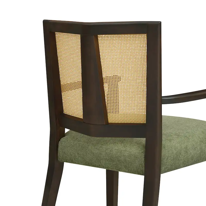Christopher Knight Home - Harrison Mid-Century Upholstered Arm Dining Chair Set of 2 with Rattan Back