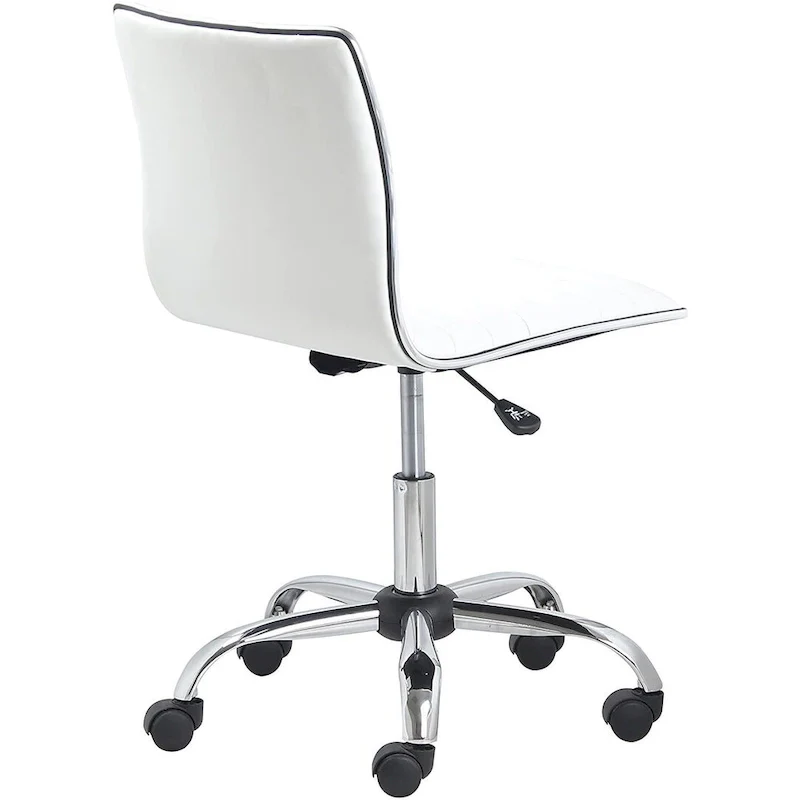 Carson Carrington Olafsvik Swivel Mid Back Armless Ribbed Task Leather White Upholstery Office Chair