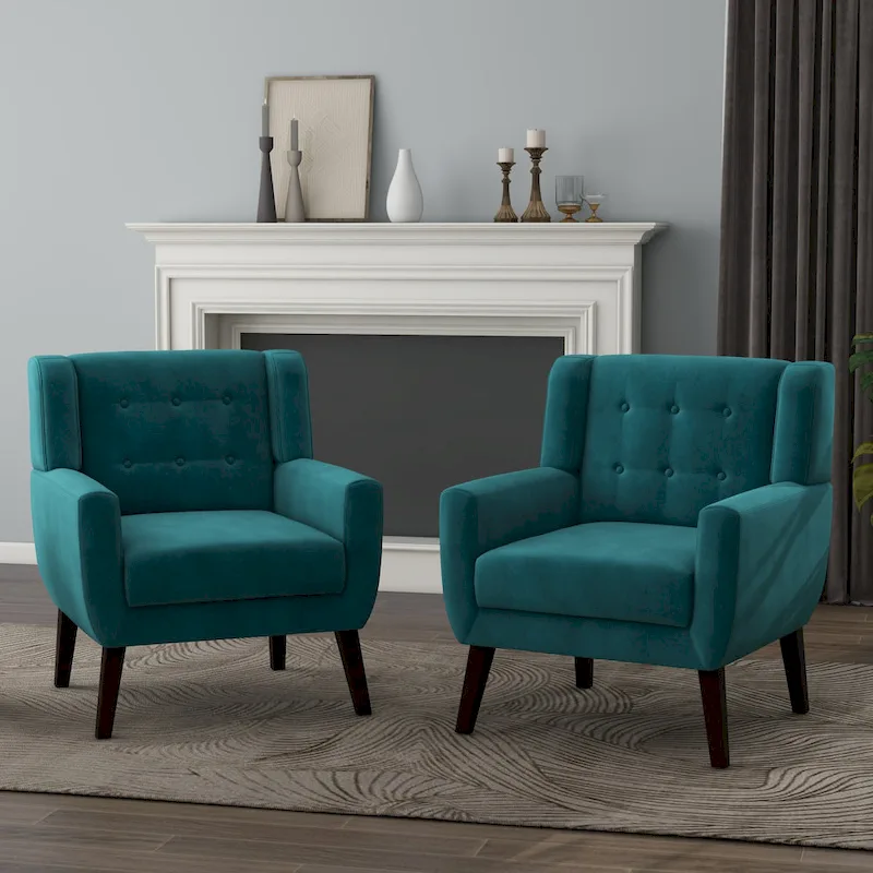 Velvet Upholstered Armchair Tufted Accent Chairs Set of 2