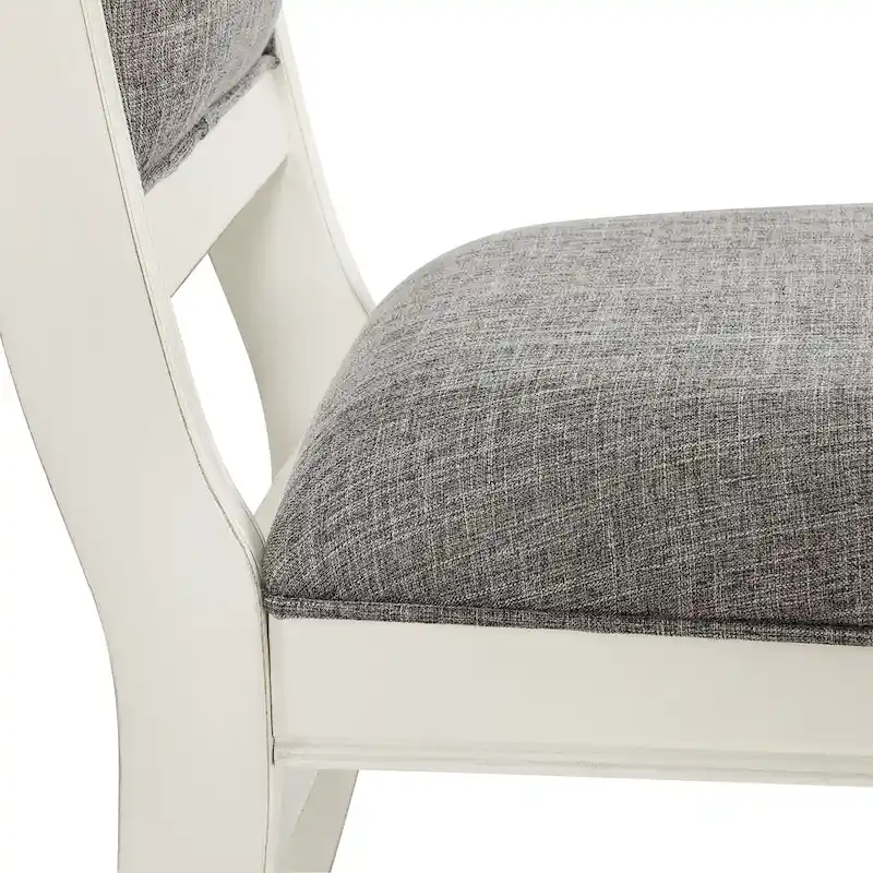 Roundhill Furniture Belleza French Country 7-Piece Dining Set in Antique White and Weathered Oak Finish