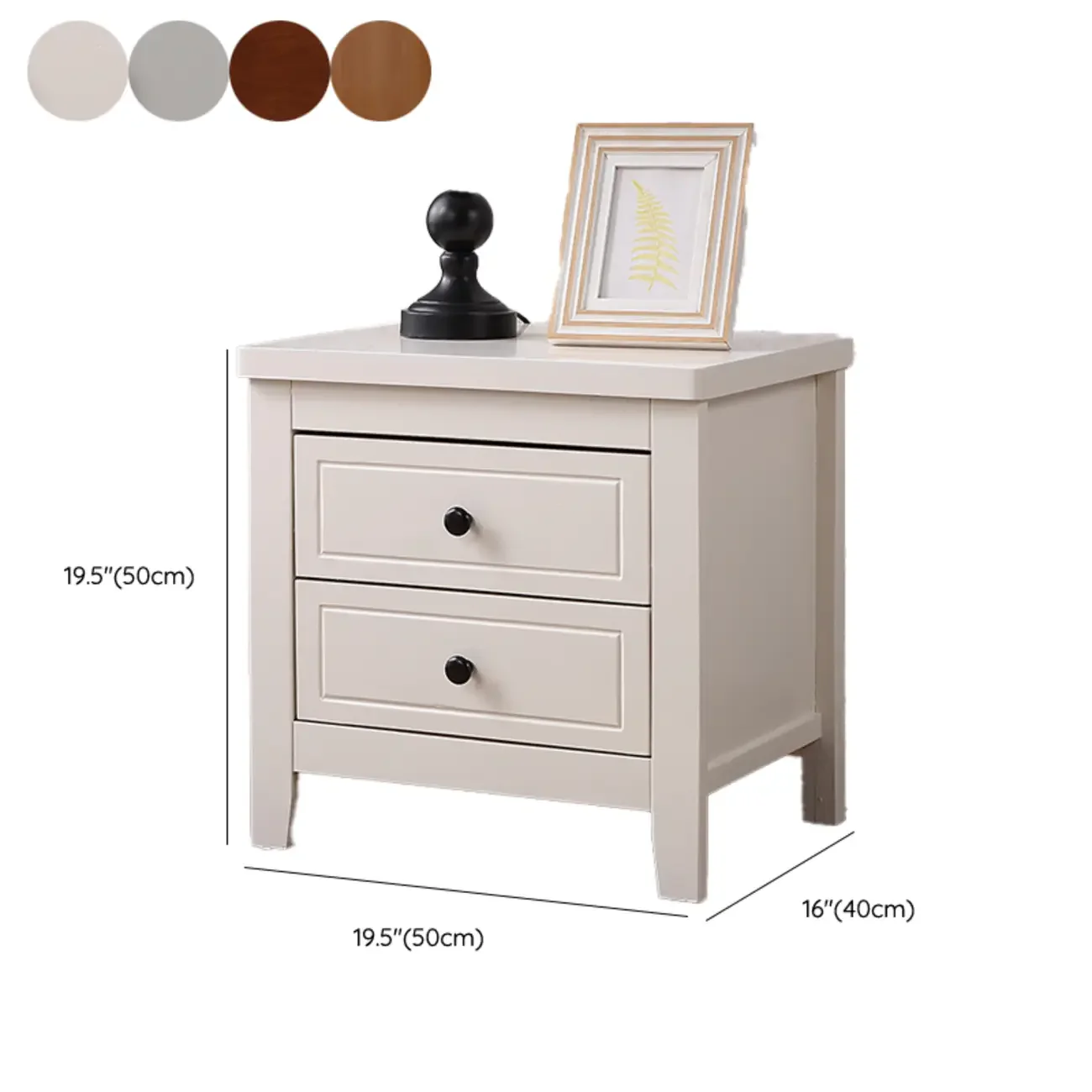 Antique 2 Tiers Drawer Wooden Grey Nightstand