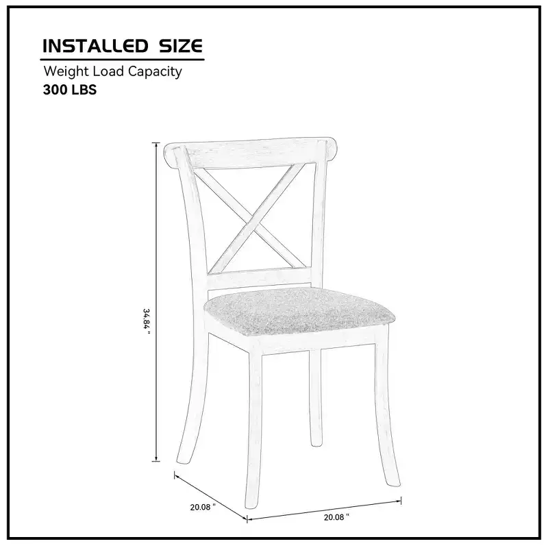 Vatros Wooden Dining Chairs Set of 2, Modern Upholstered Dining Room Chair