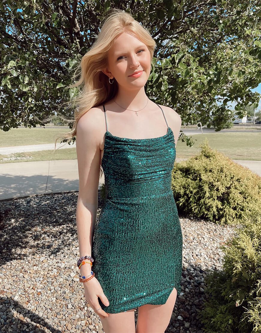 Sparkly Green Sheath Sequin Bodycon Mini Party Dresses