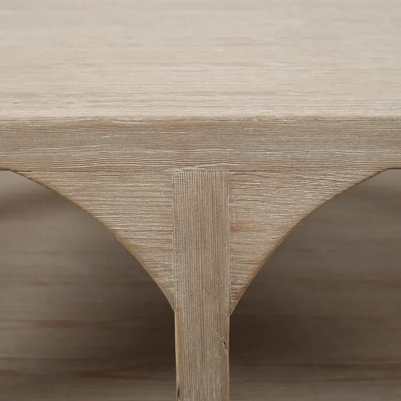 Artissance Reclaimed Wood Peking Ming Coffee Table, Small, 55 Inch Long, Weathered White Wash