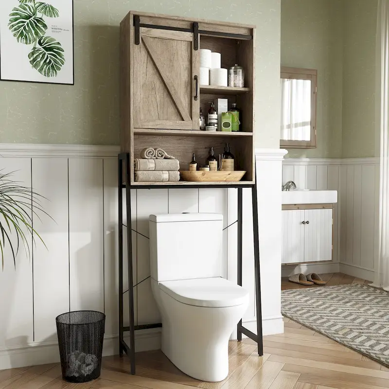 Over-The-Toilet Storage Cabinet Bathroom Organizer with Adjustable Shelf