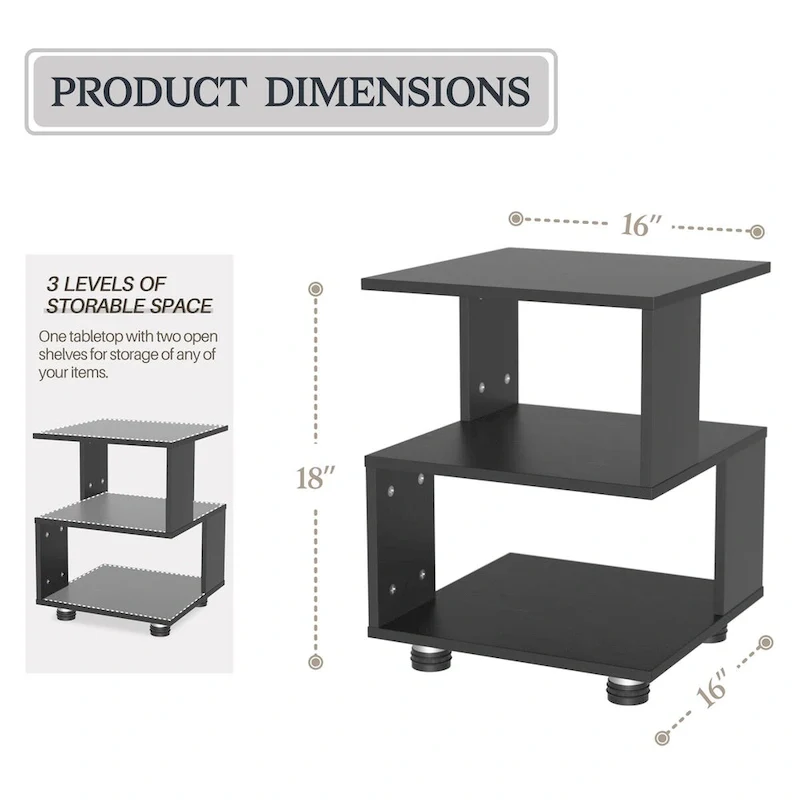 Modern 2-Tier Magic Cube Nightstands with Timeless Hollow Rectangle Design