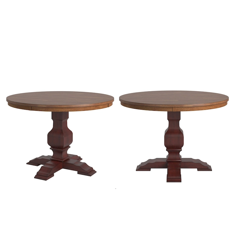 Ronda Two-Tone Round Solid Wood Top Dining Table
