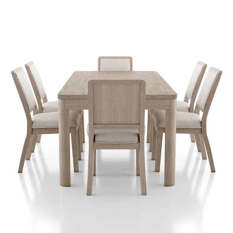 Furniture of America Billet Modern 7-Piece Natural Oak Wood Dining Set