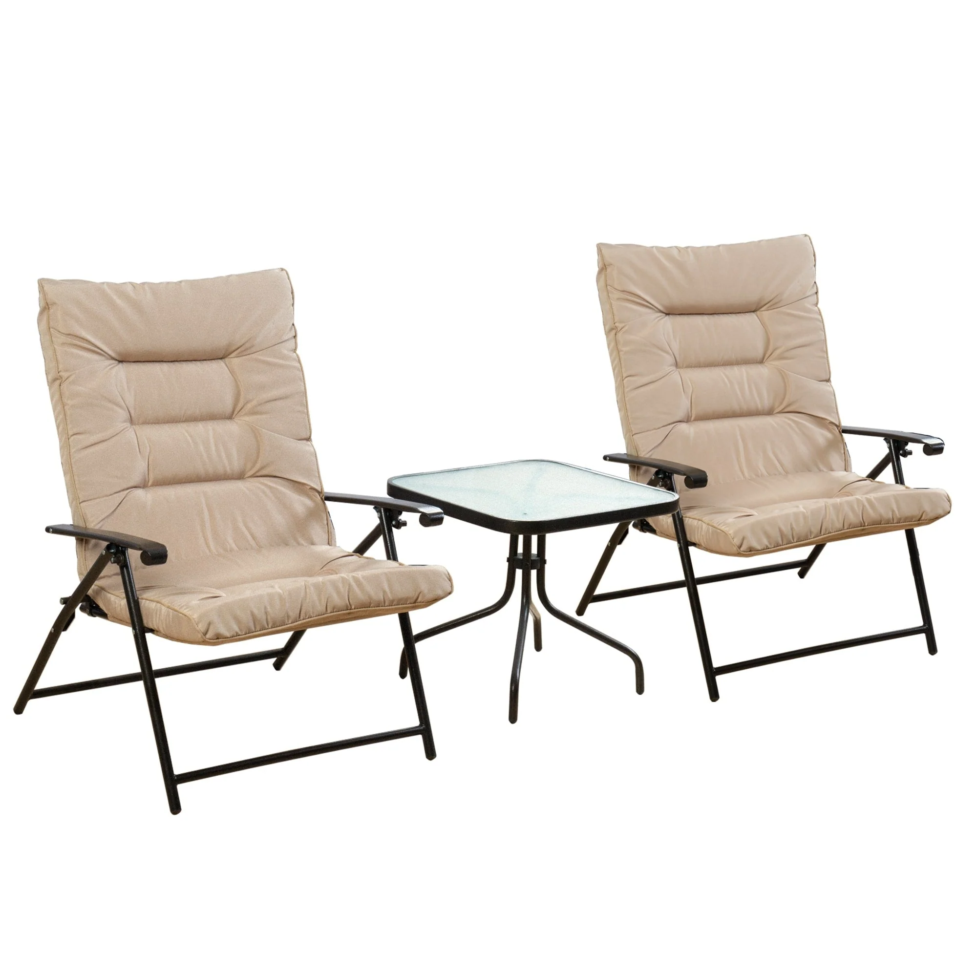 Kozyard Elsa 3 Pieces Outdoor Patio Furniture Padded Folding Bistro-Sets