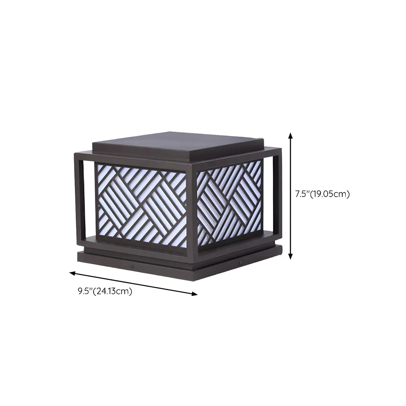 Cubic Metal Post Cap Light with Geometric Pattern Shade
