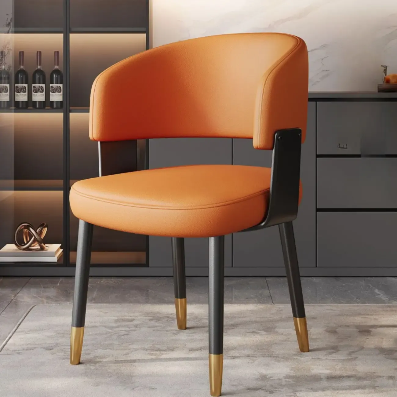 Modern Glam Leather Upholstered Dining Chair