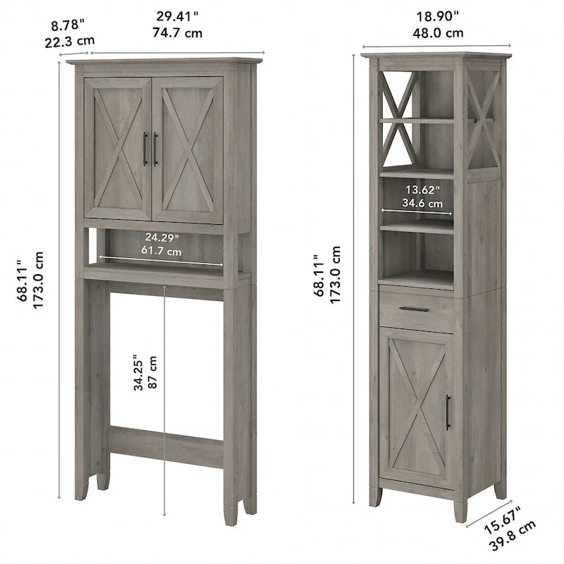 Key West Tall Linen Cabinet and Space Saver by Bush Furniture
