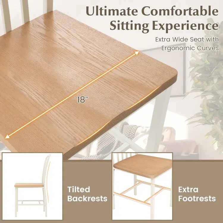 Armless Spindle Back Dining Chair Set of 2 with Ergonomic Seat-Black - 22 x 18 x 37