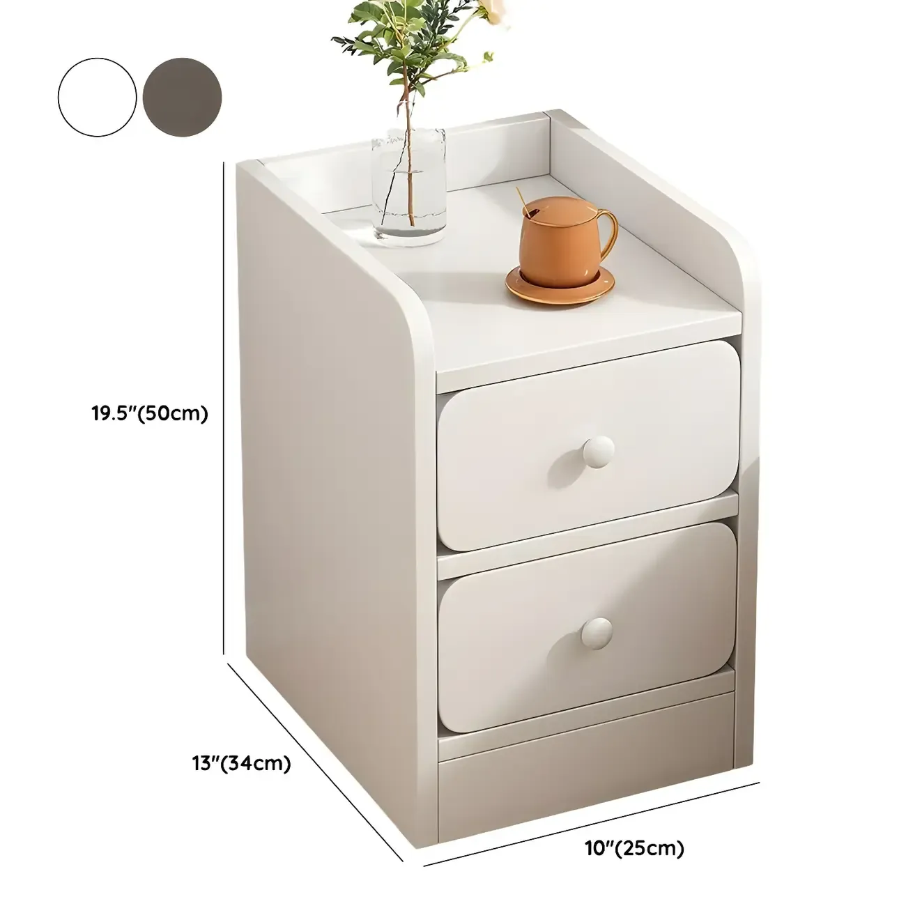 Scandinavian Wooden 2-Drawers Narrow Nightstand