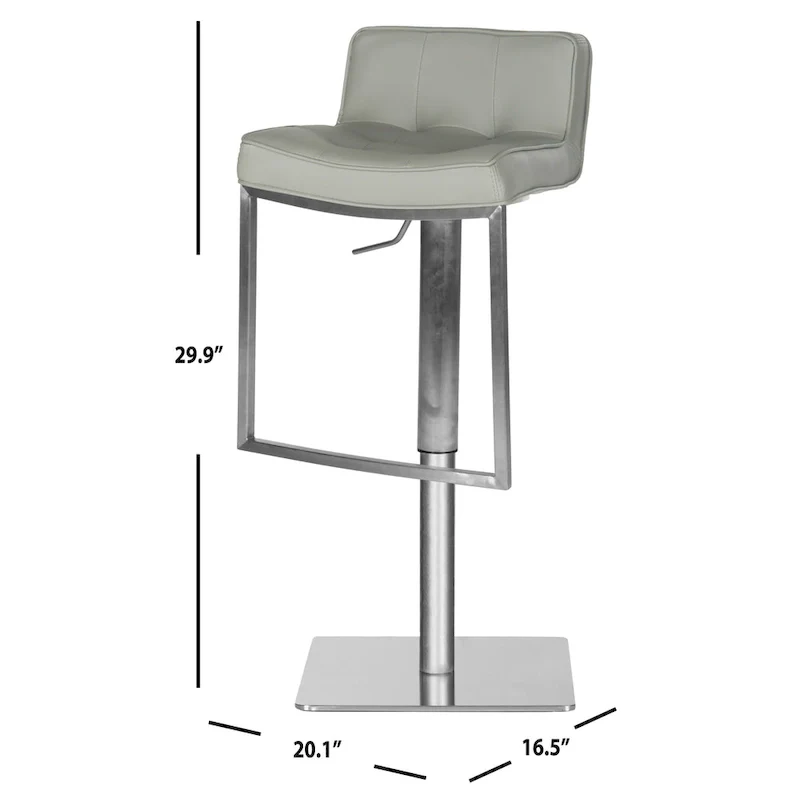 SAFAVIEH Lyndy 24.8-34.2-inch White Leather Adjustable Swivel Bar Stool - 20.1 x 16.5 x 29.9 - 20Wx17Dx30H