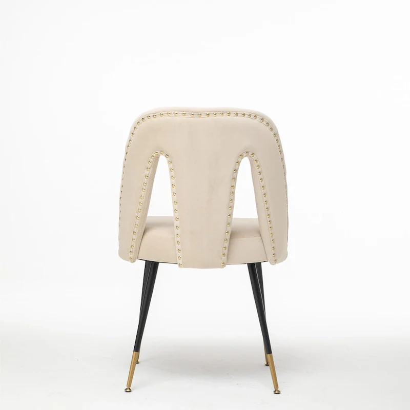 Modern Upholstered Dining Chairs with Nailheads and Metal Legs