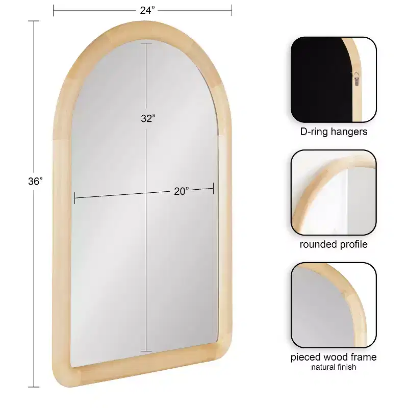 Kate & Laurel All Things Decor 24"X36" Dessa Arched Wall Mirror Natural