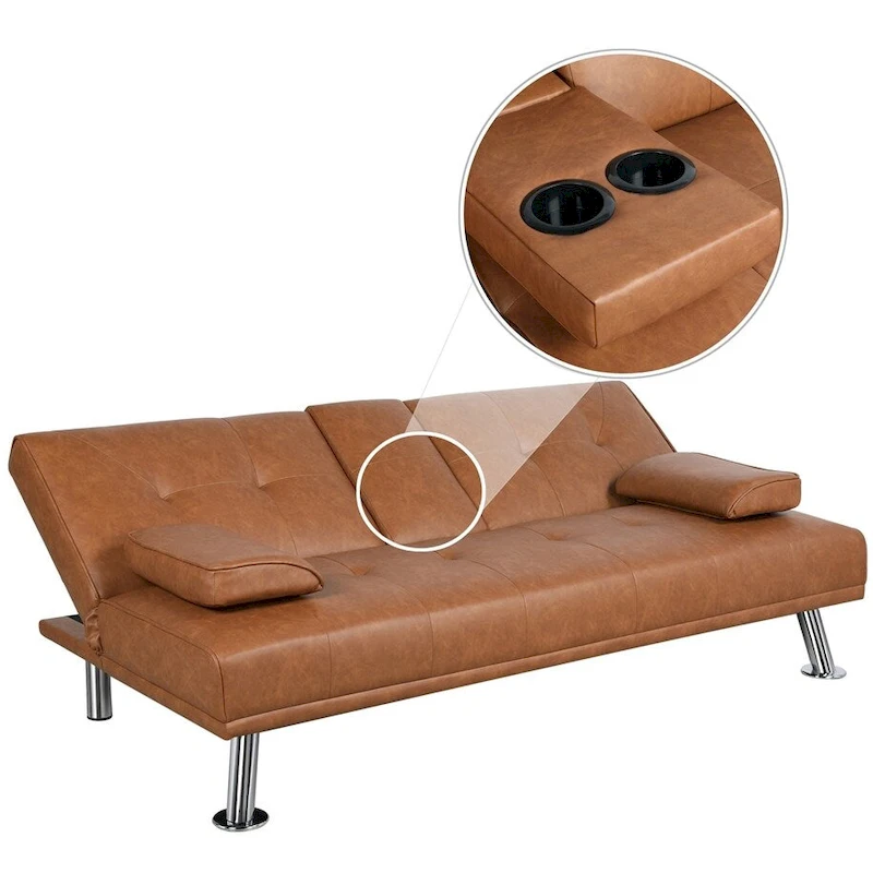 Yaheetech Modern Recliner Couch Faux Leather Futon Sofa Bed