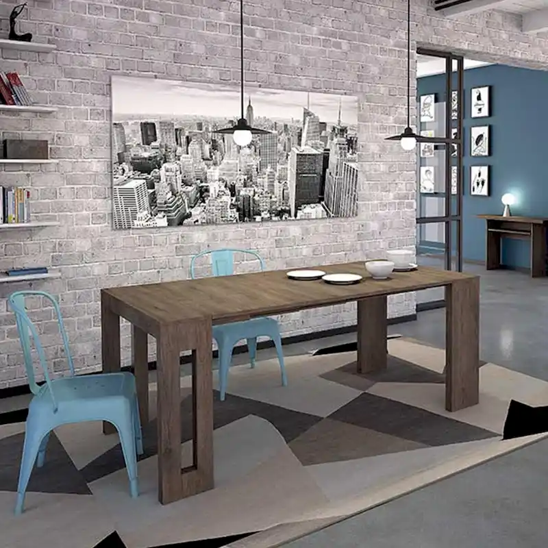 Modern Extendable Console Table Dining Table - 31.5 W x 17.5 D x 30 H ( Ext: 17.5 - 73 W )