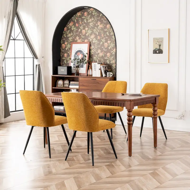 Mid Century Modern Armless Fabric Dining Room Chairs Set of 2