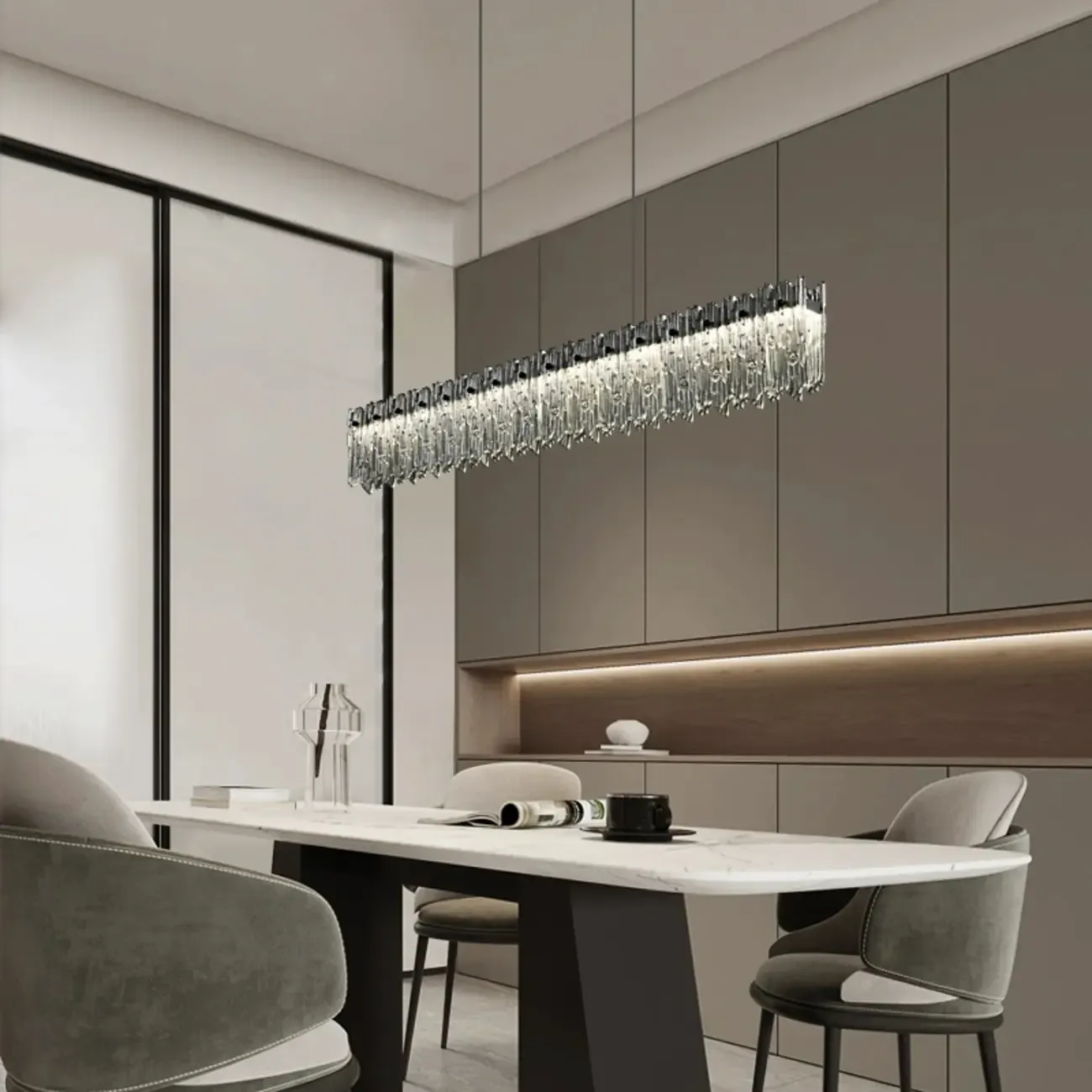 Modern Glass 3 Dimming LED Island Pendant Light for Kitchen